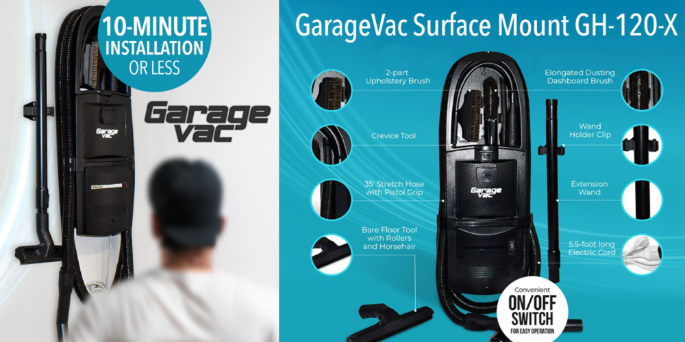 GarageVac Surface Mount GH-120-X installs in 10. minutes or less